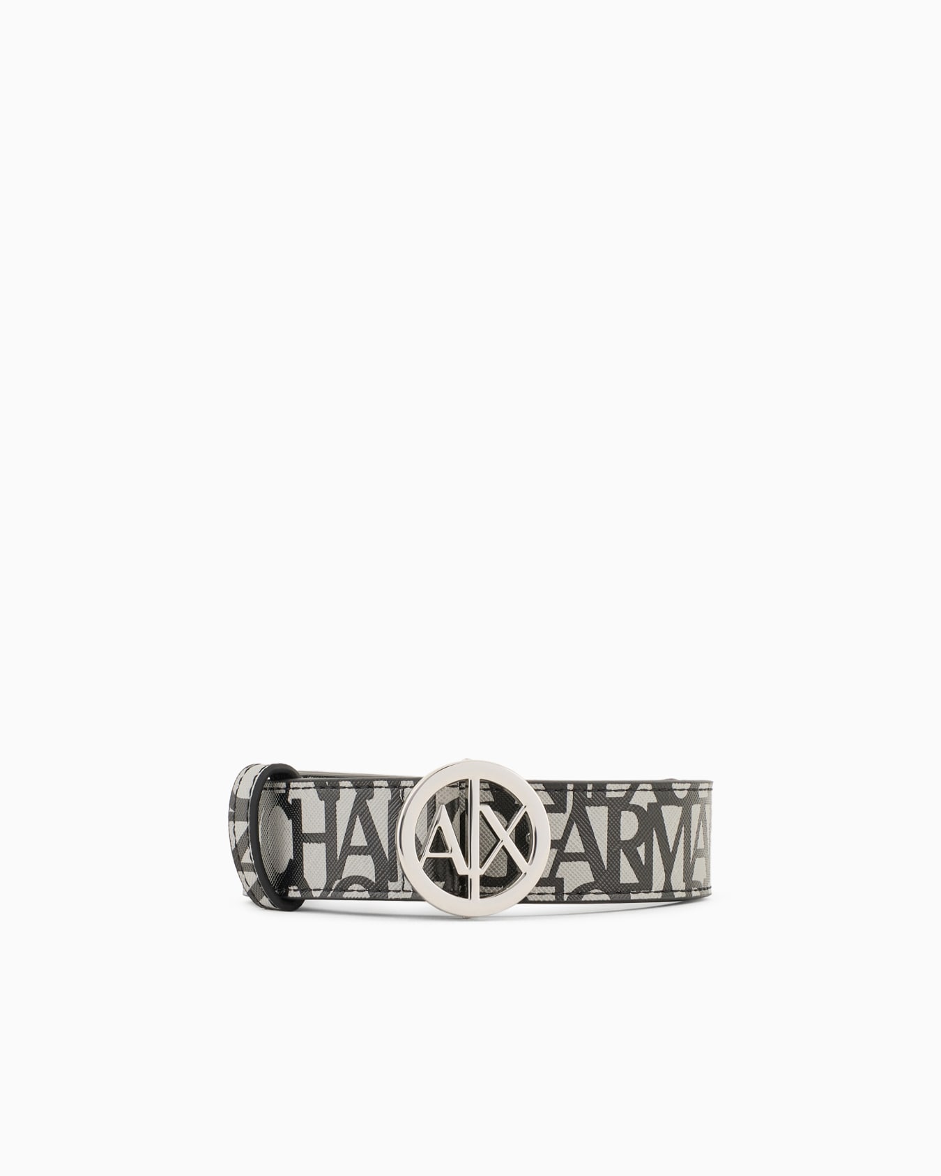 Eco-leather belt with round logo buckle Slide 0