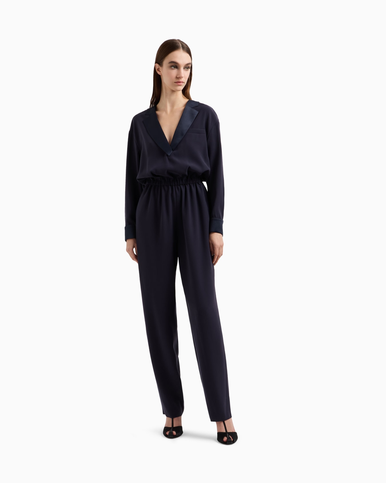 Technical cady jumpsuit with satin lapels Slide 3