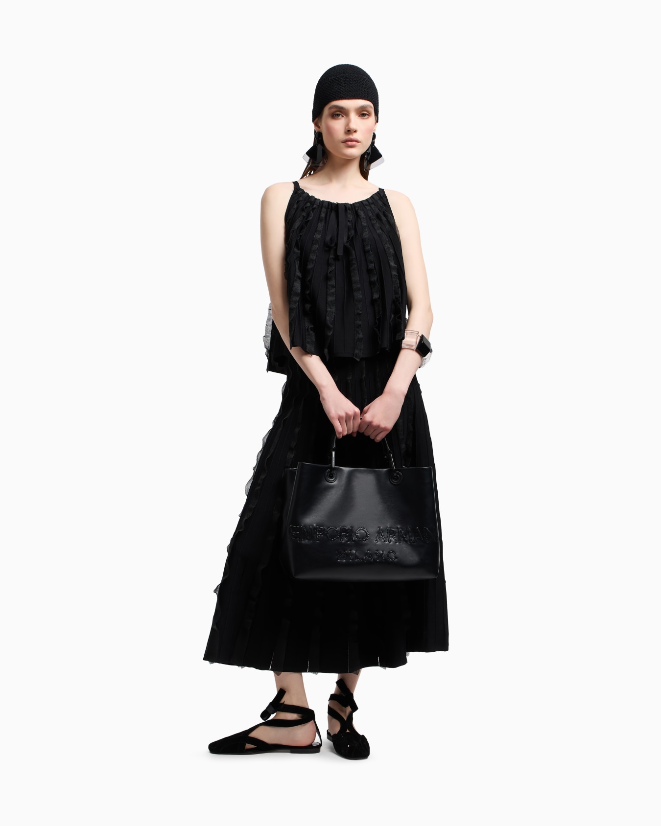 MyEA shopper bag in interwoven logo leather Slide 6