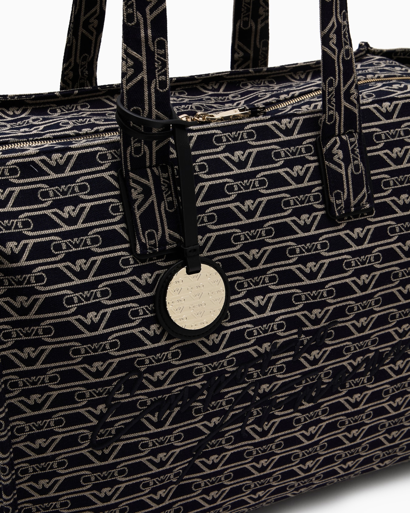 Large shopper bag in jacquard canvas with all-over monogram Slide 4
