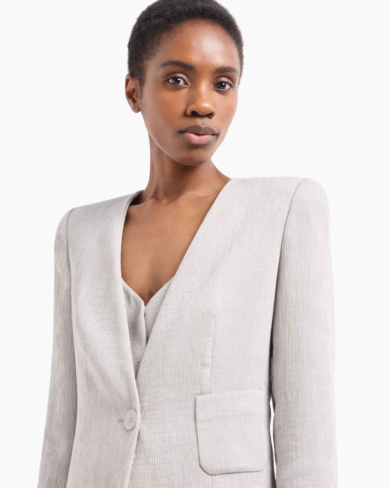 Single-breasted jacket in fluid canneté Slide 5