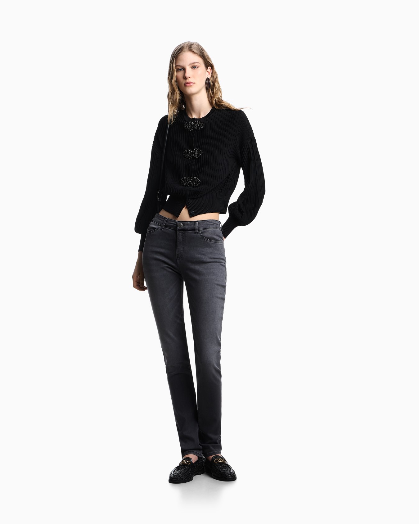 J18 mid-rise super-skinny leg jeans in stretch denim  Slide 1
