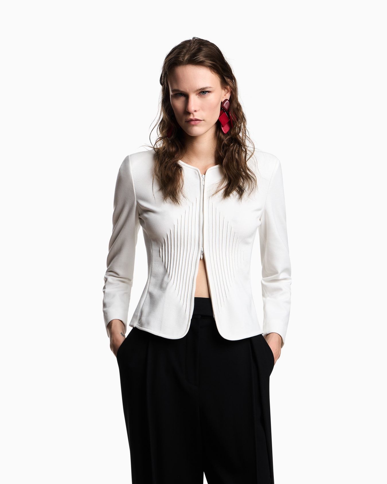 Veste avec épaulettes en tissu point Milano  Diapositive 3