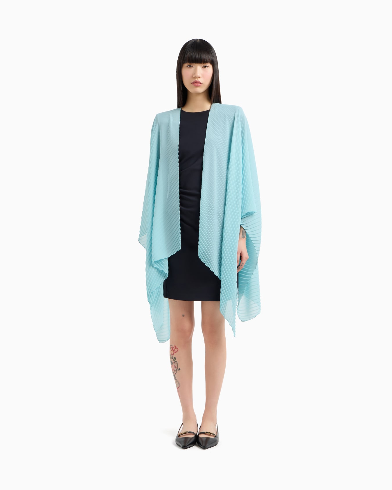 Butterfly pleated chiffon cape Slide 1