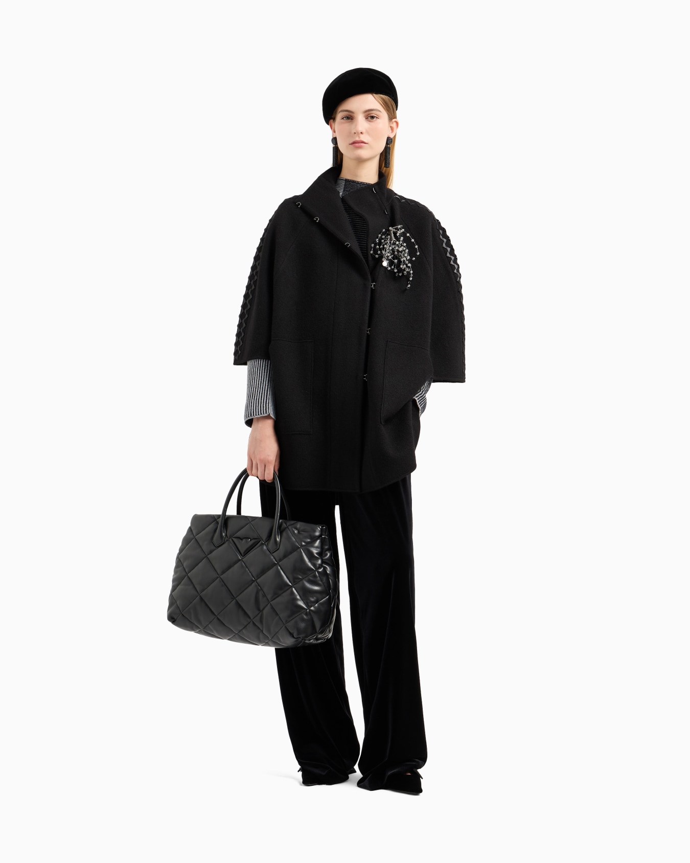 Quilted nappa leather-effect large handbag Slide 5