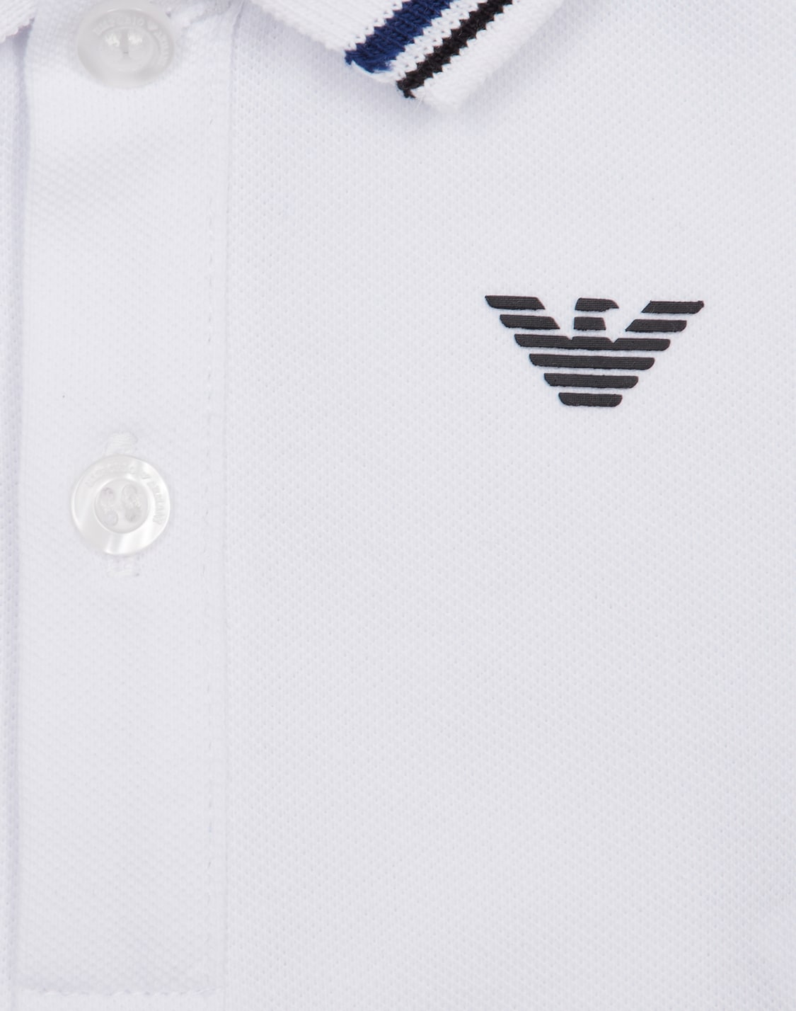 ポロシャツ-ストレッチピケ素材-ストライプトリム-ホワイト--emporio-armani