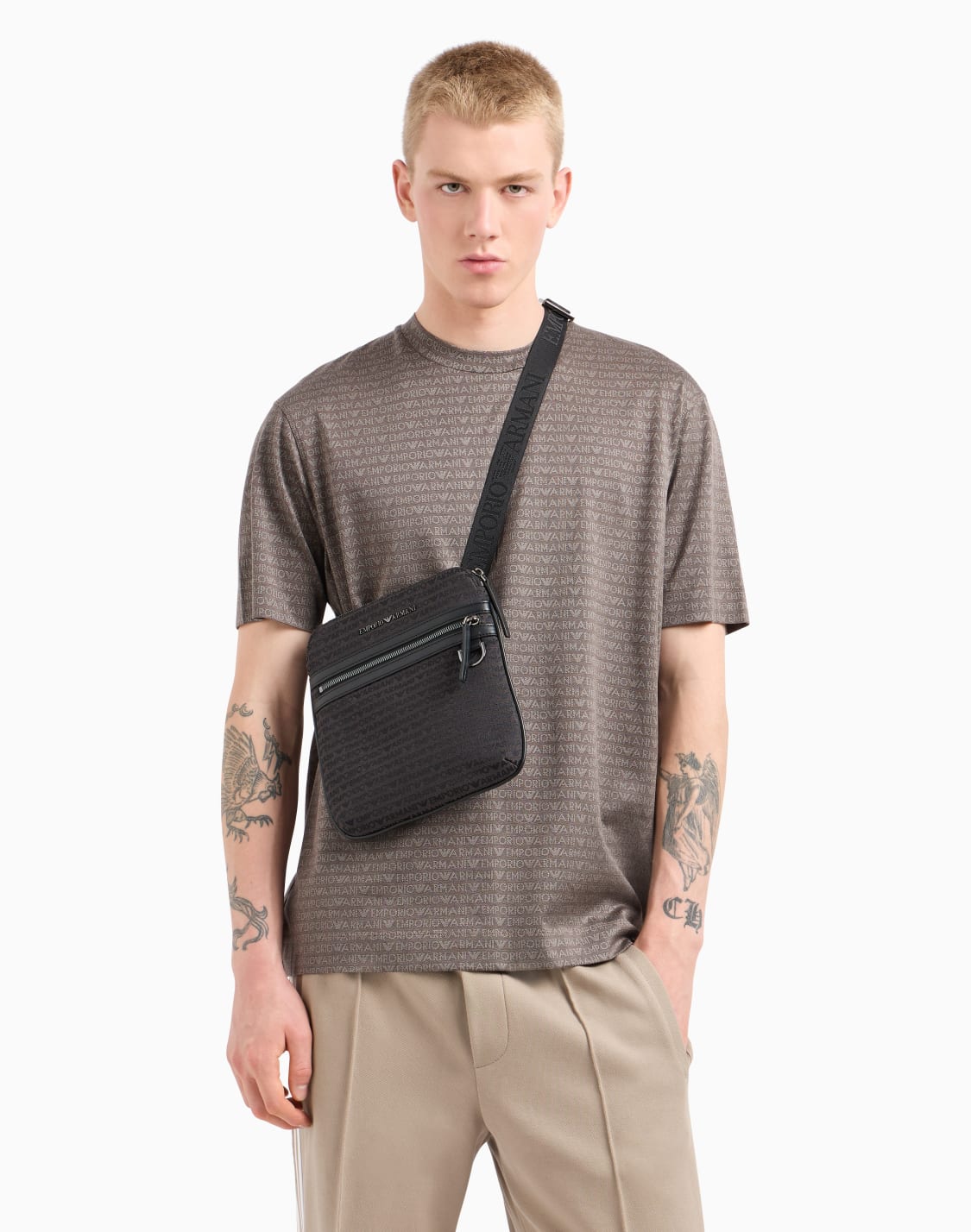 フラットショルダバッグ-ジャカド-オルオバレタリング-グレ--emporio-armani