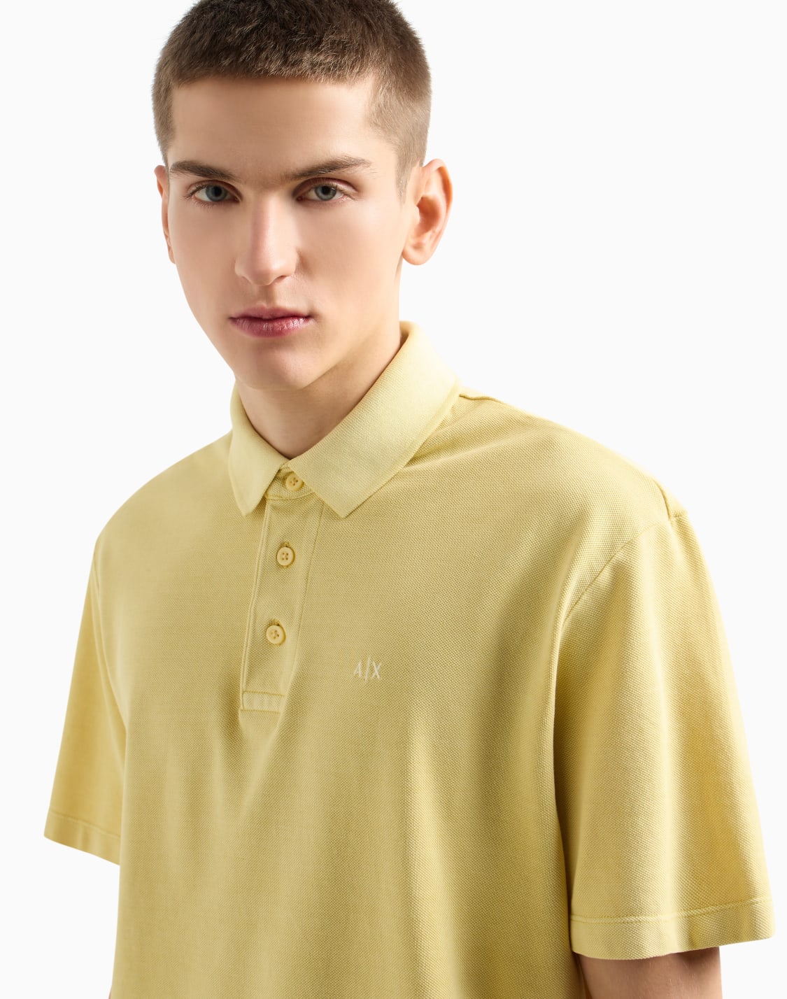 used-effect-cotton-piquet-polo-yellow--armani-exchange