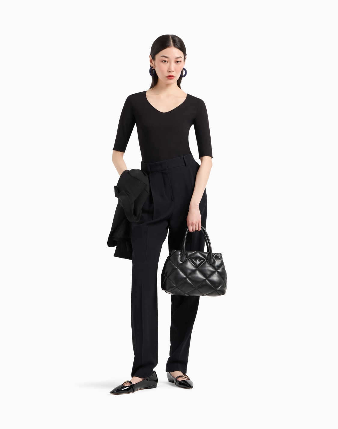 viscose-stretch-jersey-v-neck-jumper-with-three-quarter-length-sleeves-black--emporio-armani