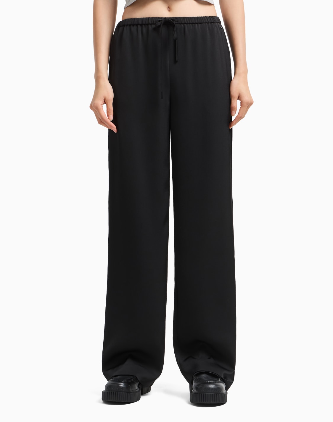palazzo-trousers-in-matte-satin-fabric-black--armani-exchange