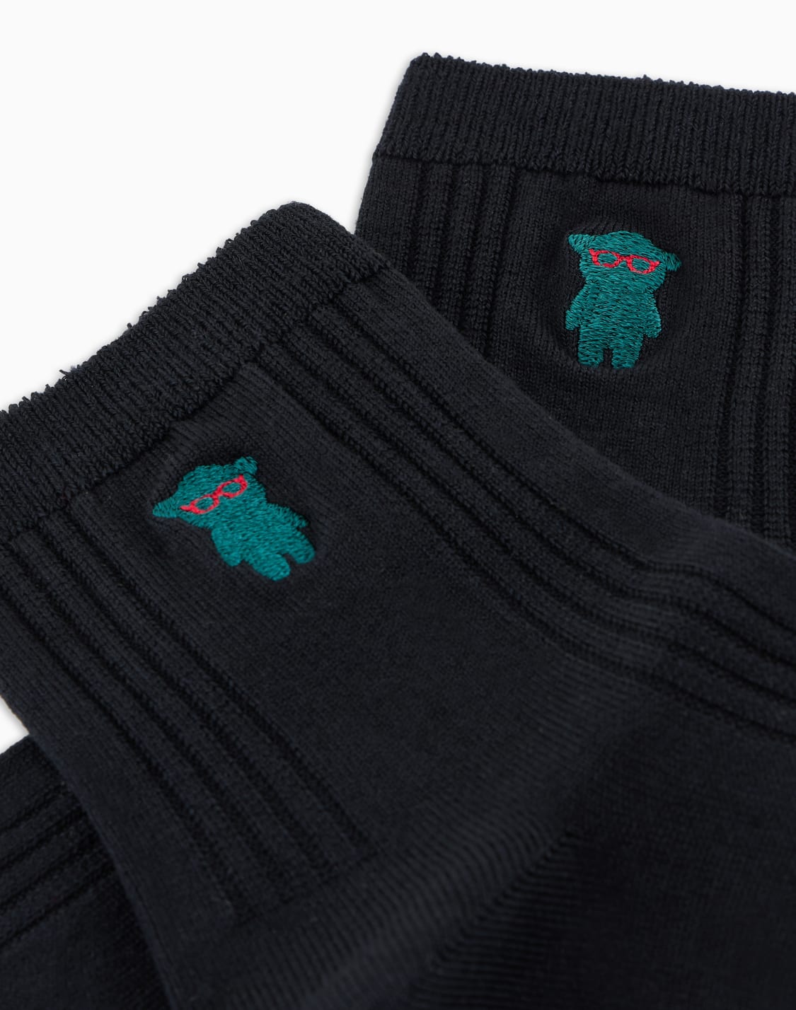 ロクル丈刺繍マンガベアソックス-ブラック--emporio-armani
