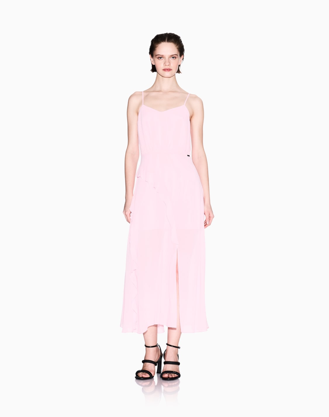 long-dress-with-slit-in-crepe-pink--armani-exchange