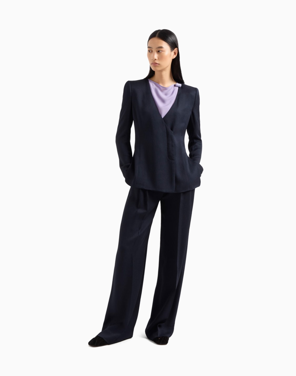 top-en-georgette-double-de-soie-icon-violet--emporio-armani