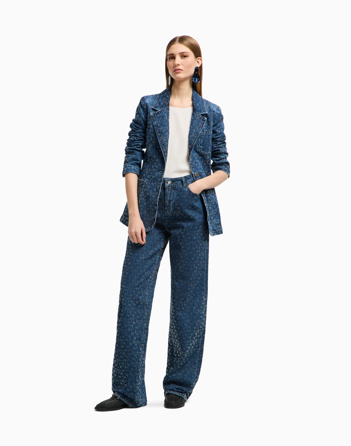 j4g-jeans-mit-hohem-bund-weitem-bein-und-durchgehenden-strasssteinen-gefertigt-aus-denim-blau--emporio-armani
