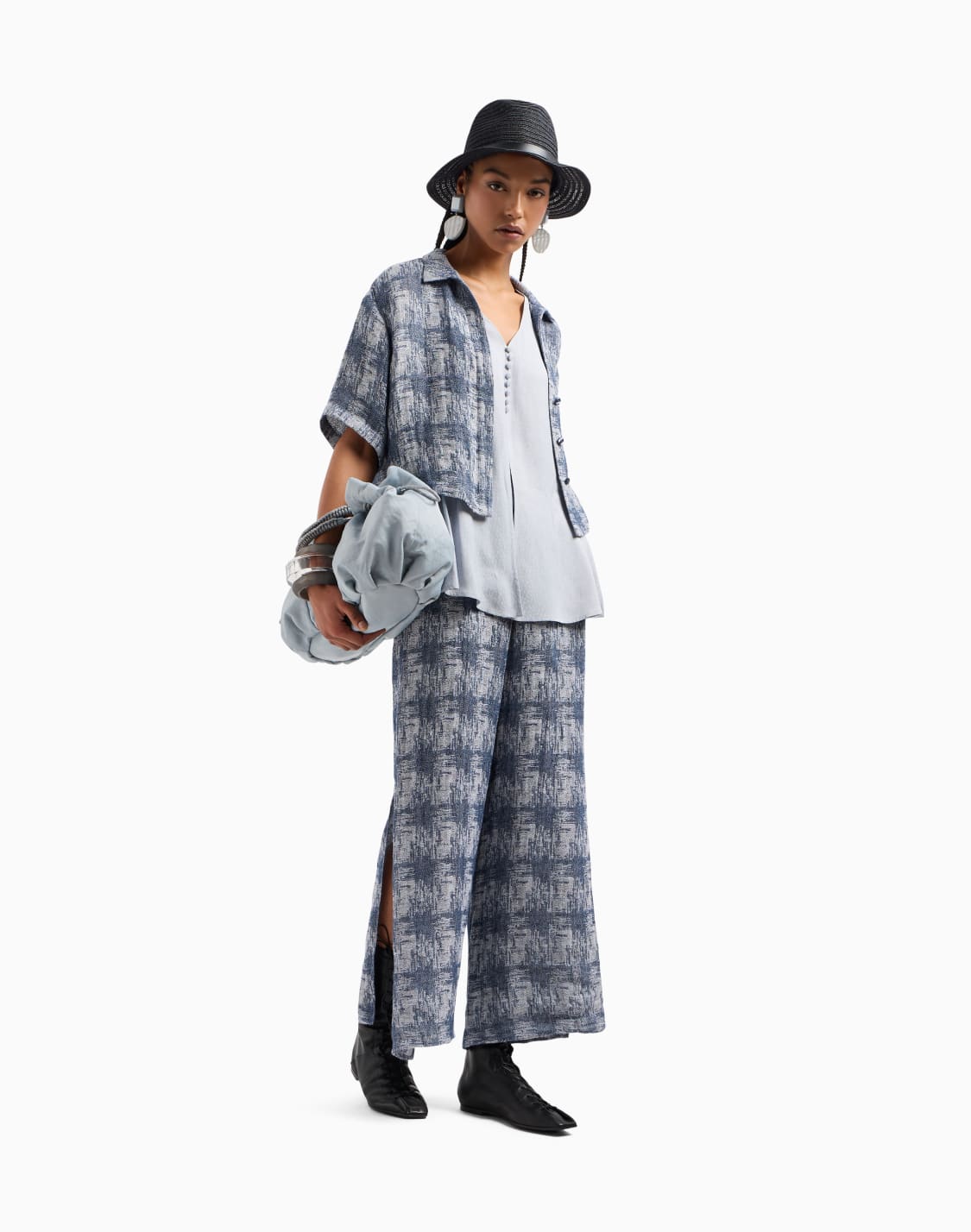 vネックトップス-ビスコスアミュア-ライトブル--emporio-armani