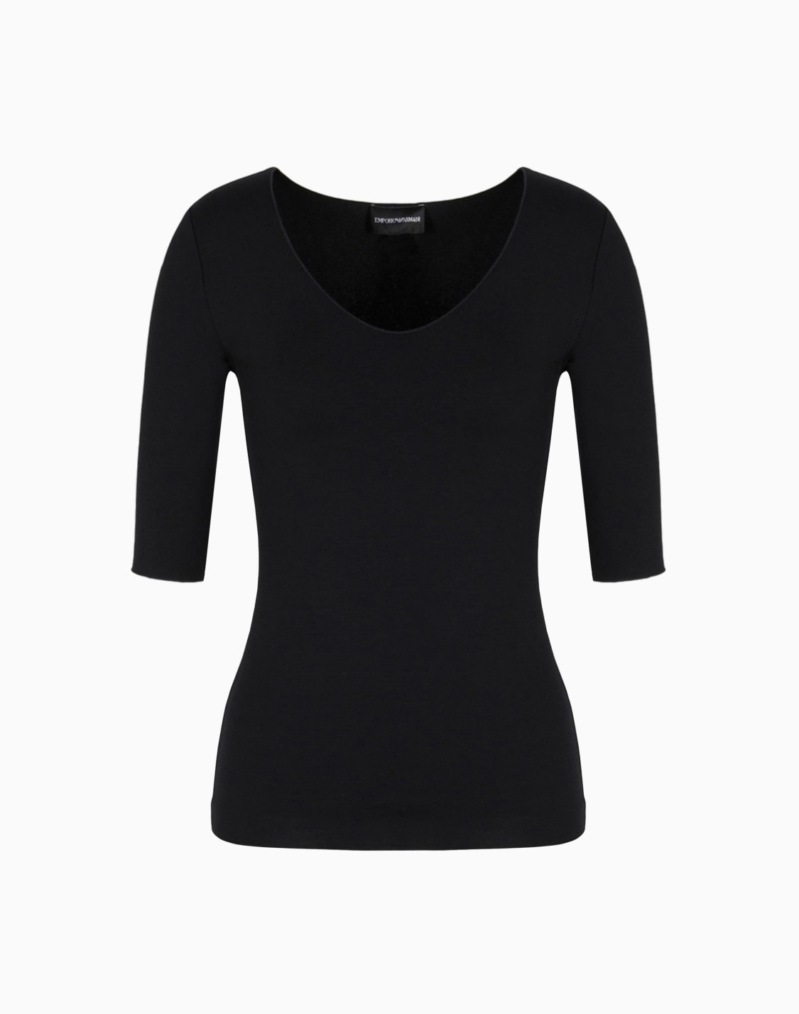 viscose-stretch-jersey-v-neck-jumper-with-three-quarter-length-sleeves-black--emporio-armani
