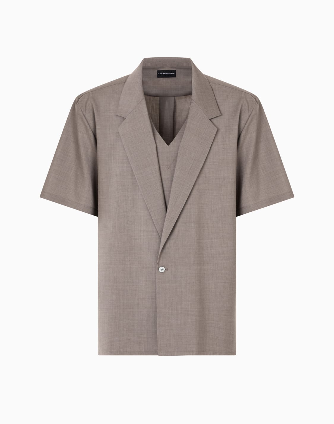 chemise-revers-effet-deux-pices-en-toile-de-laine-vierge-marron--emporio-armani