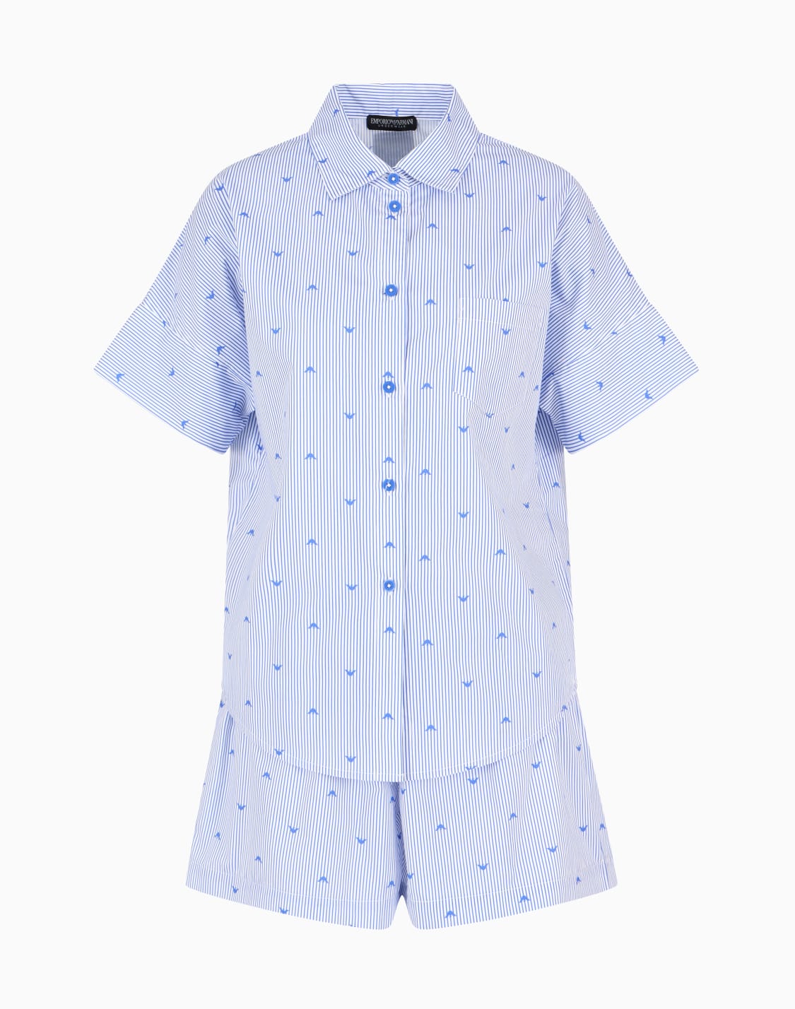 pyjama-shirt-and-shorts-with-striped-motif-and-all-over-eagle-logo-light-blue--emporio-armani