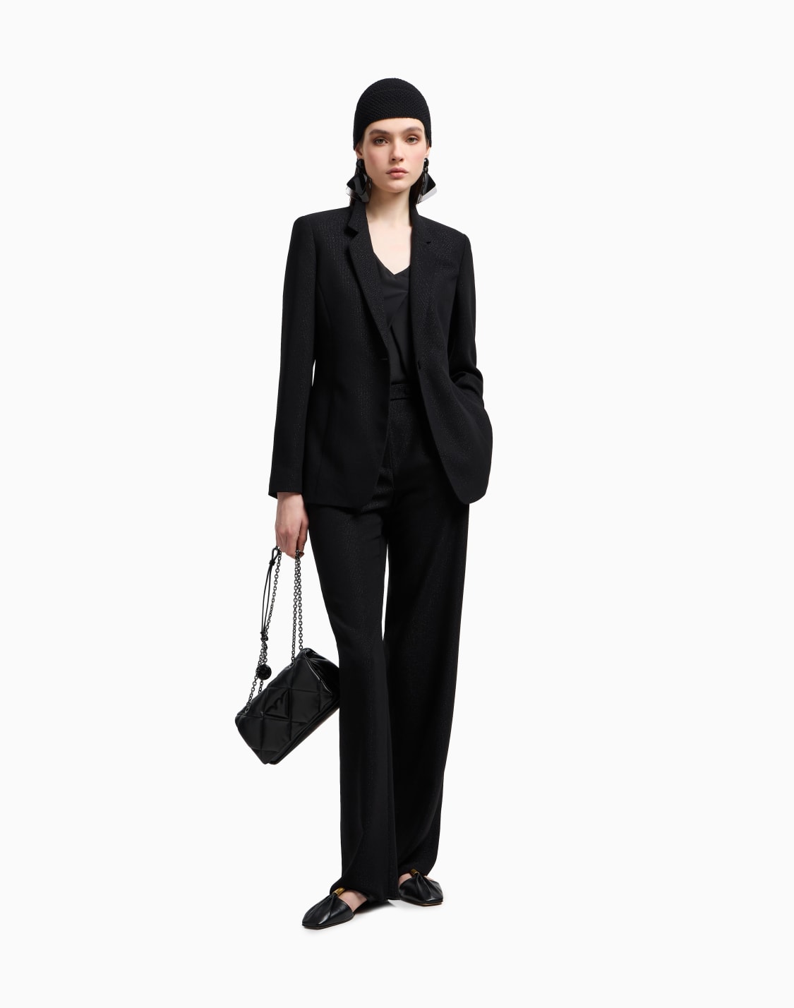 シングルブレストジャケット-ルレックスクレプ-ブラック--emporio-armani