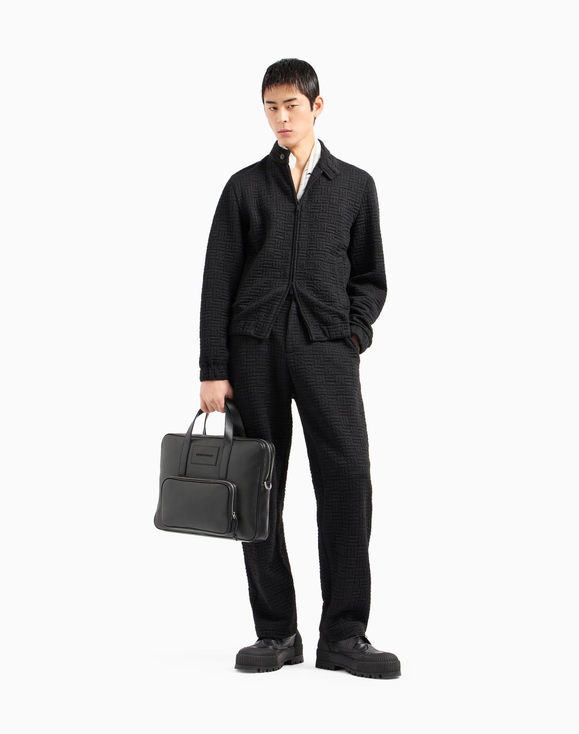 ビジネスバッグ-タンブルレザ-ブラック--emporio-armani