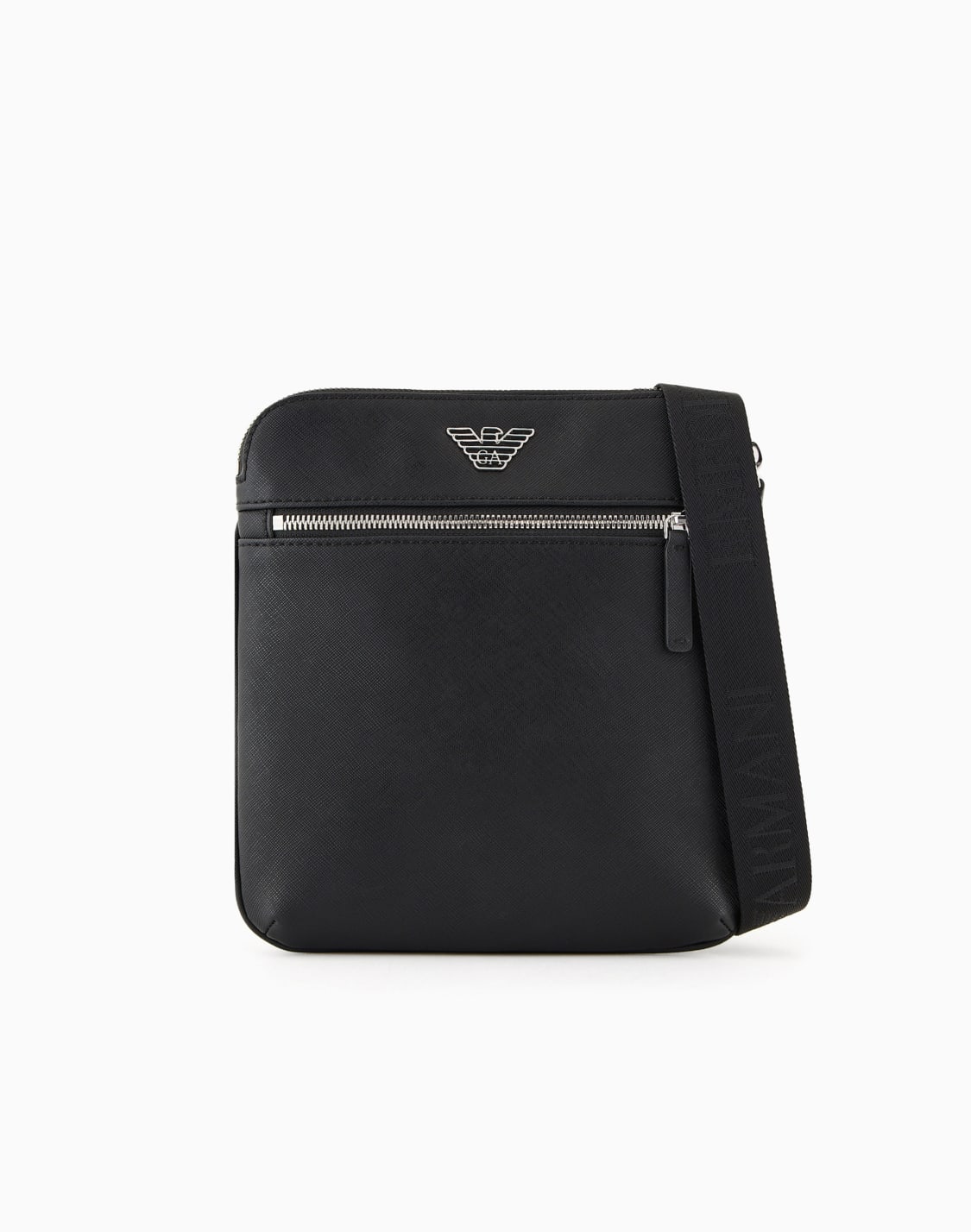 asv-フラットショルダバッグ-再生サフィアノレザ-イグルプレト付き-ブラック--emporio-armani