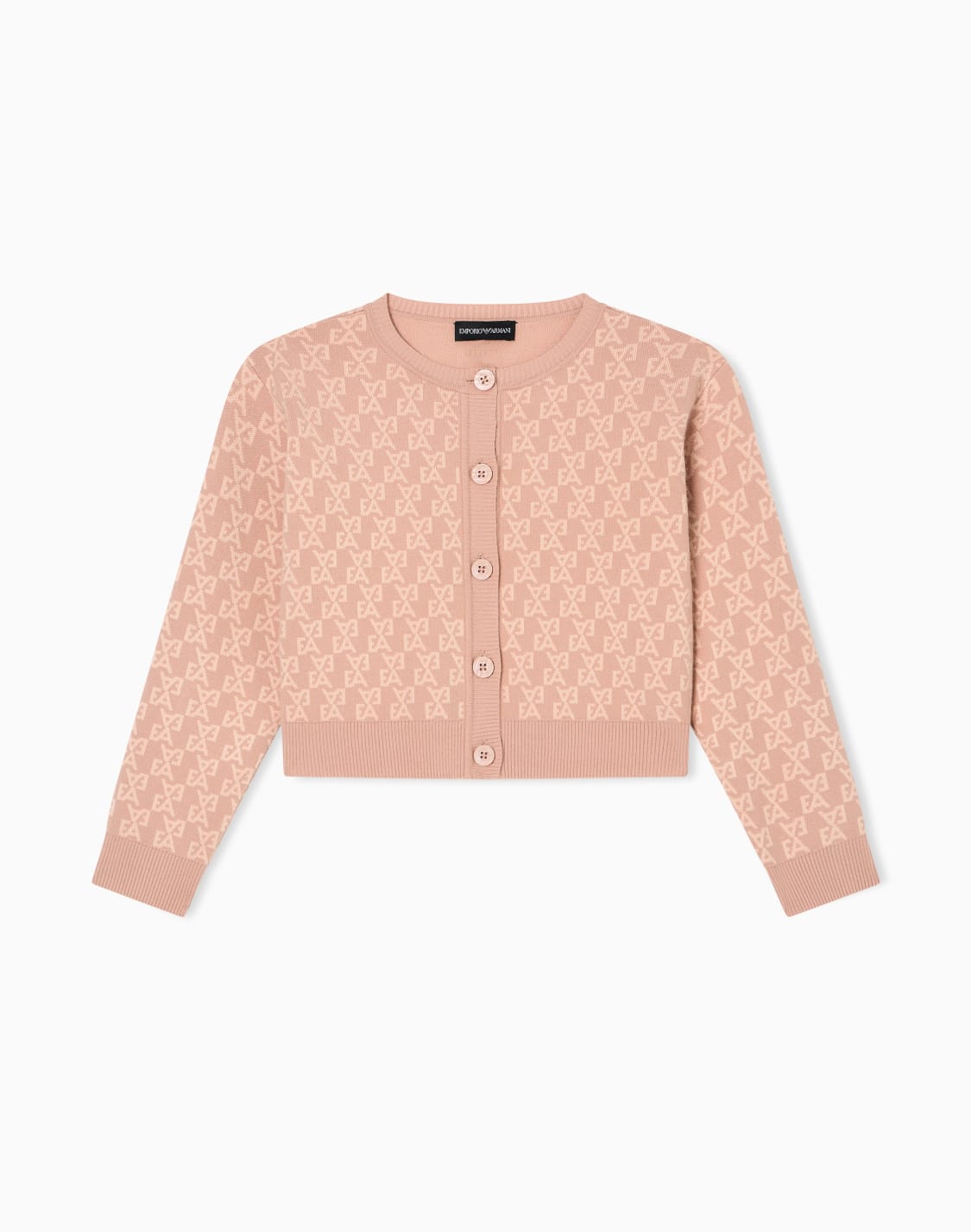 ニットカディガン-ジャカド-オルオバeaロゴ-ピンク--emporio-armani