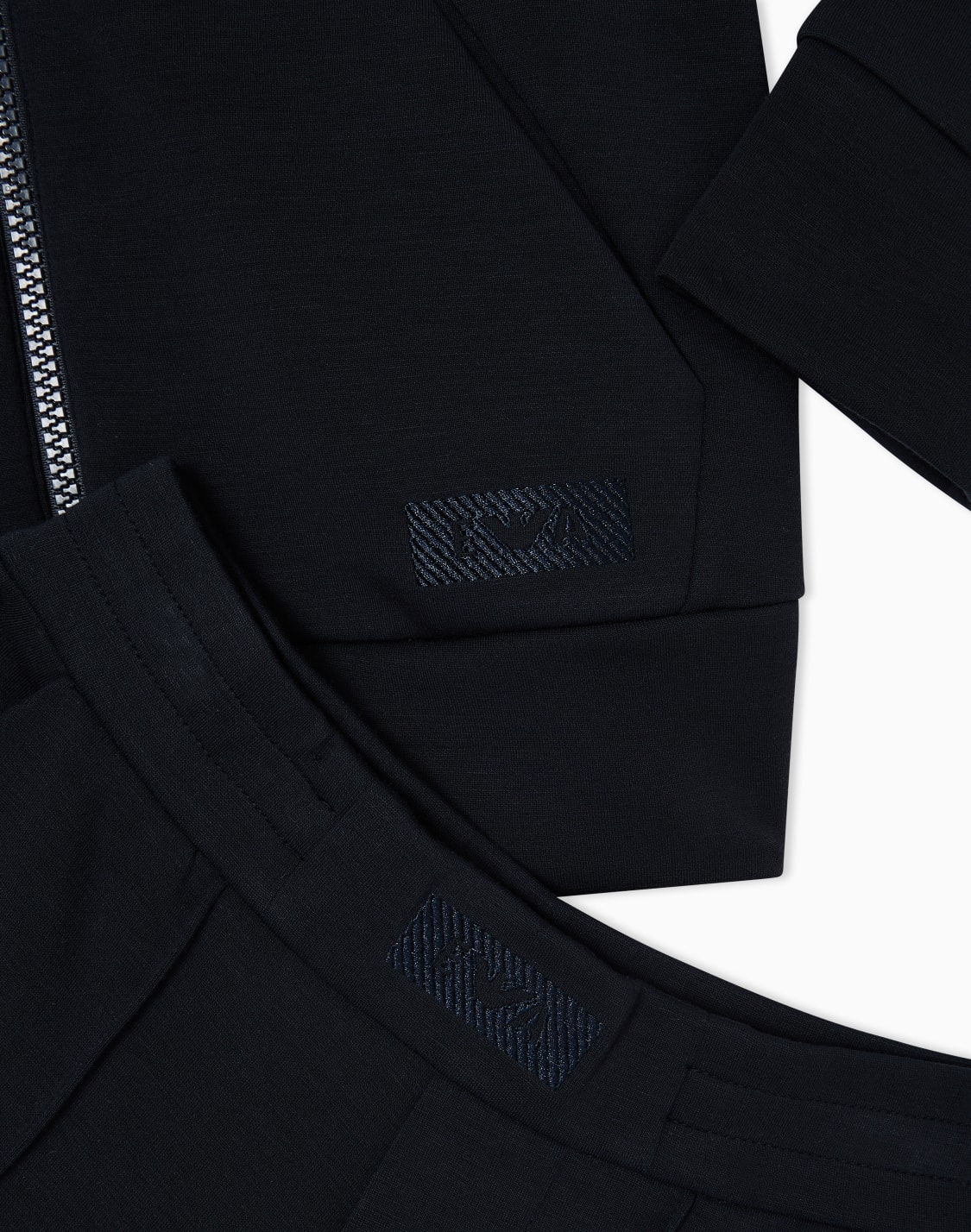 フド付きジップアップ-スウェットシャツ-トラックスツ-ダブルジャジ-ネイビブル--emporio-armani