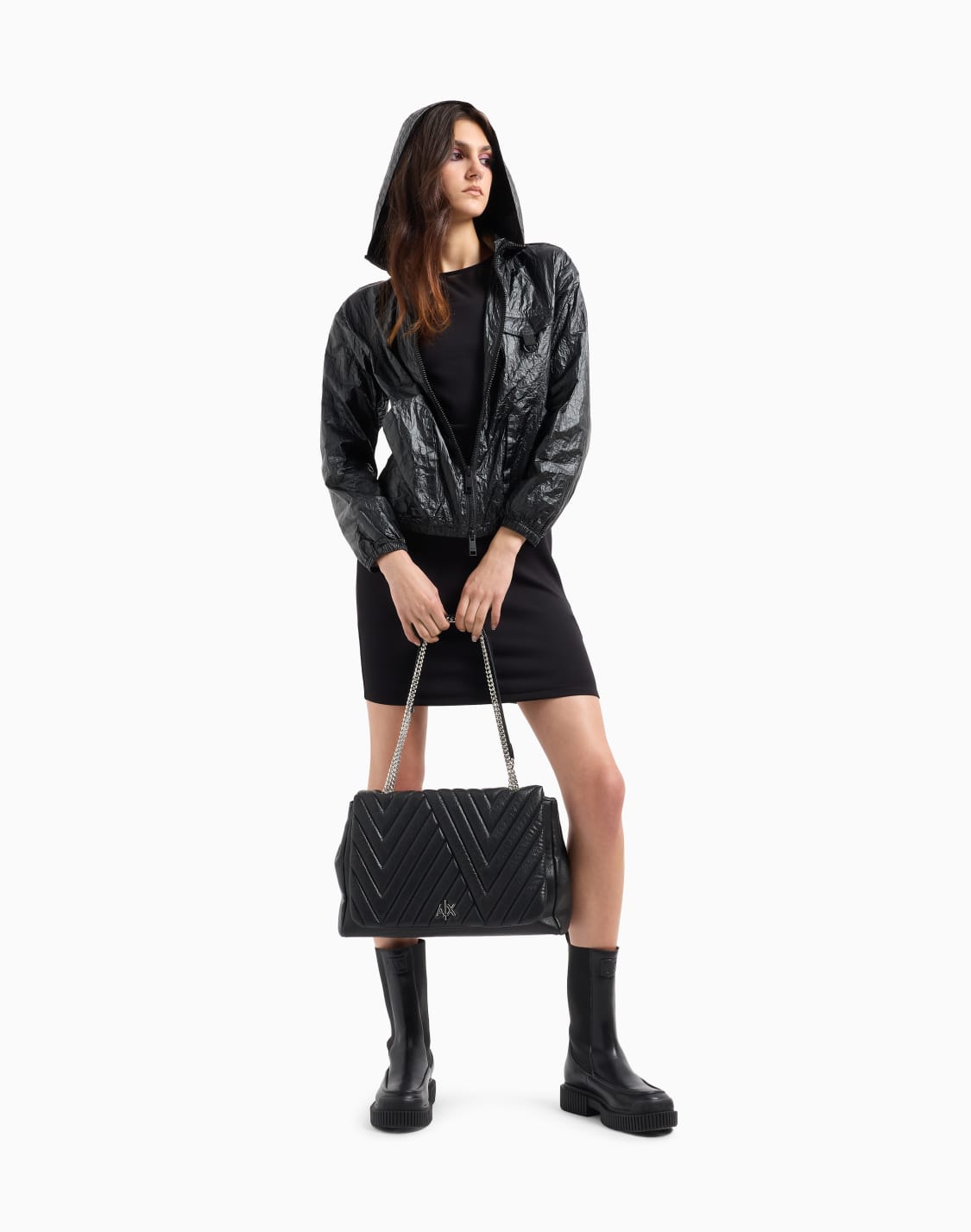 stretch-fabric-sheath-dress-with-transparent-insert-black--armani-exchange