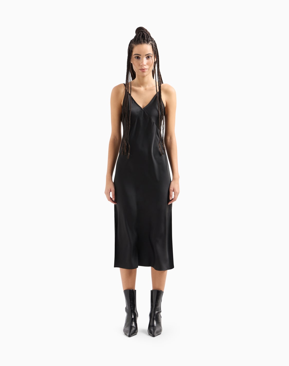 shiny-satin-midi-dress-black--armani-exchange