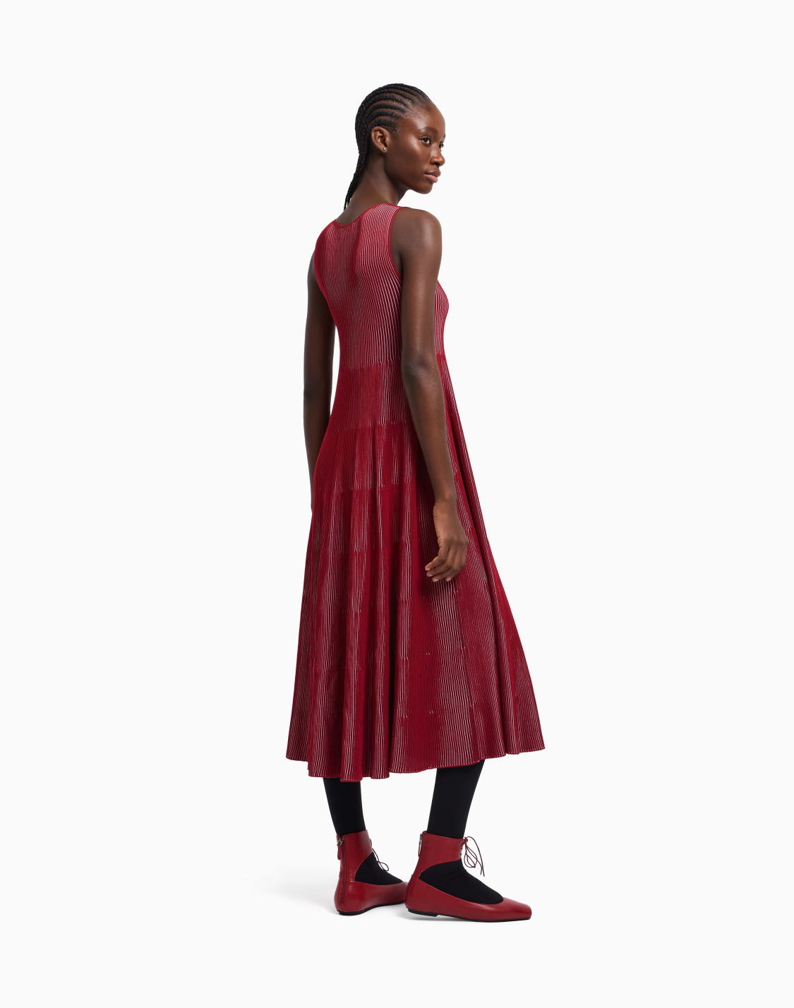 sleeveless-dress-in-knit-front-and-back-plated-effect-red--emporio-armani