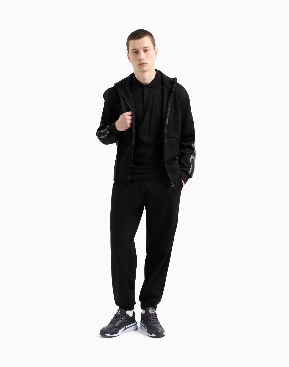 pantalon-de-jogging-logo-series-en-mlange-de-coton-noir--ea7