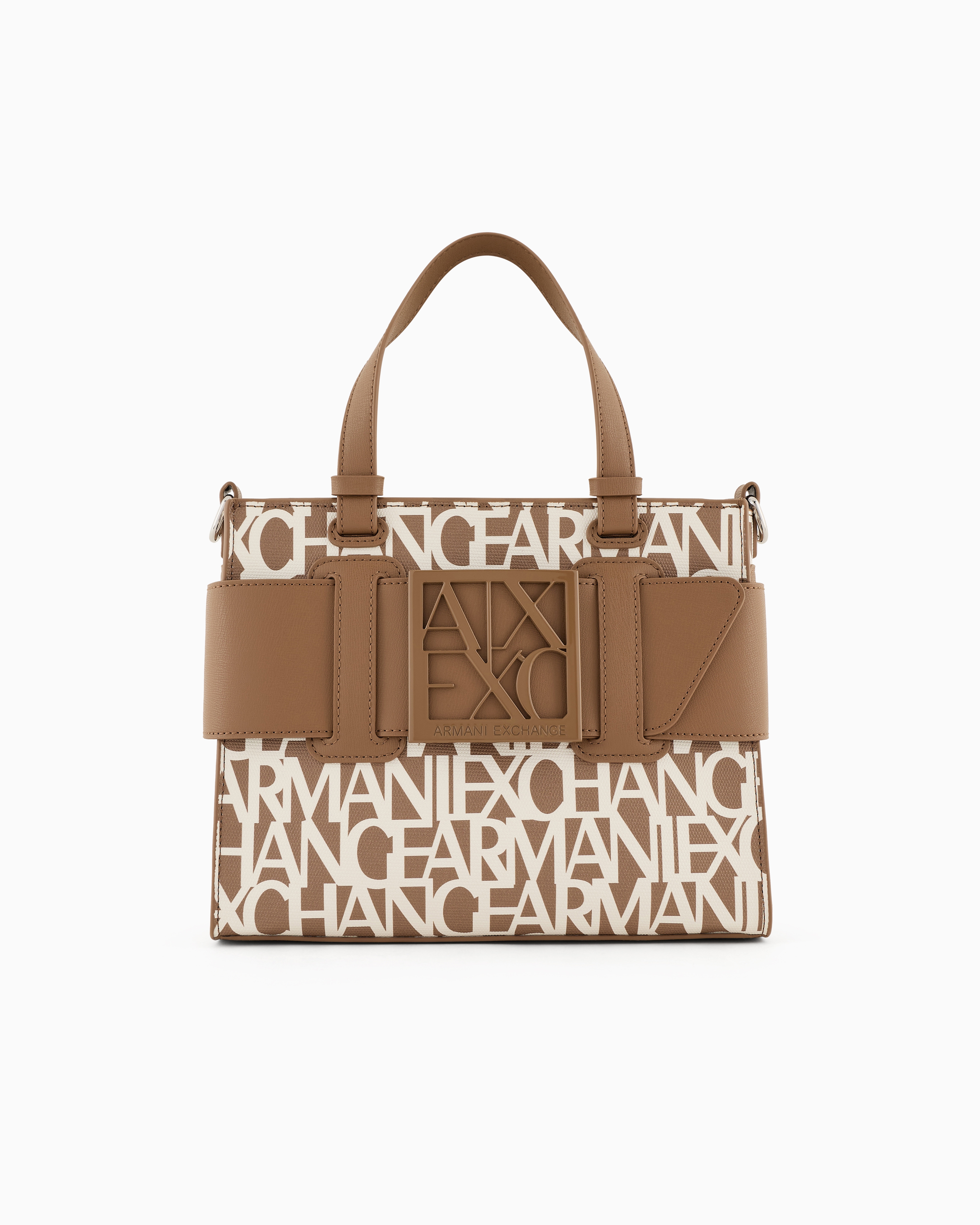 Armani Exchange Official Store Medium Tote Bag With Contrasting Detail In White Logo