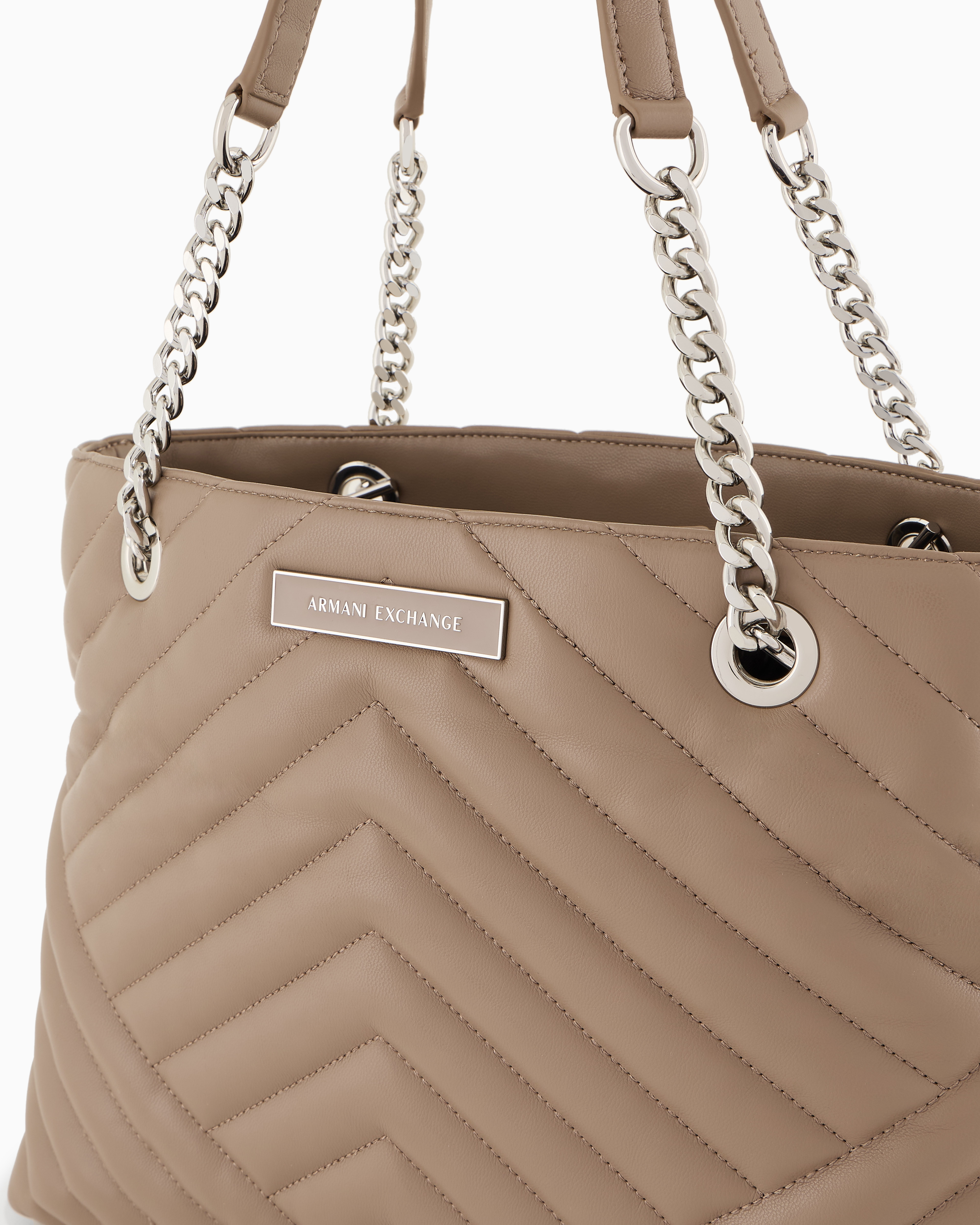 ARMANI EXCHANGE QUILTED SHOPPER BAG WITH CHAIN HANDLES